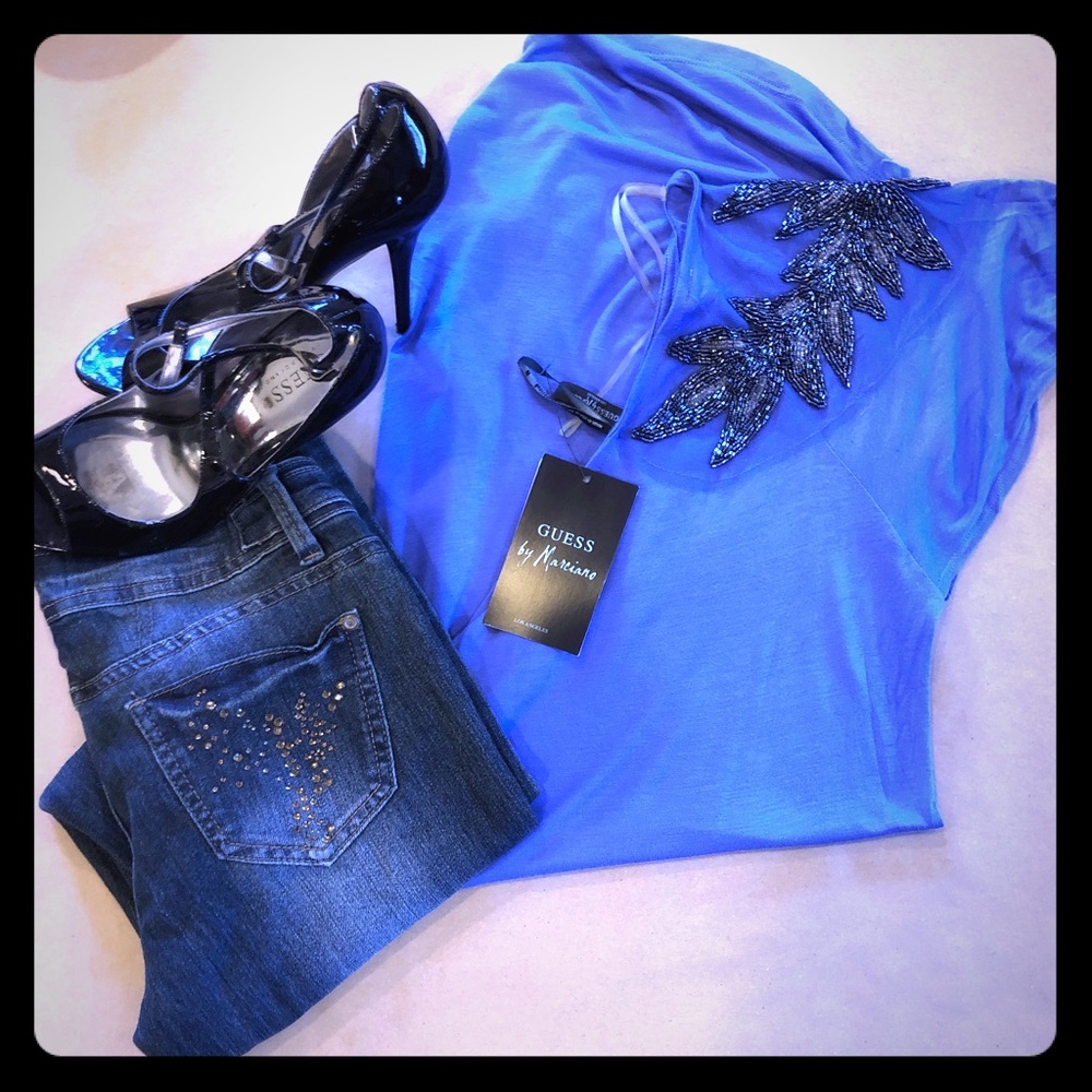 Guess Marciano Rainstorm Blue Tunic PRICE DROP